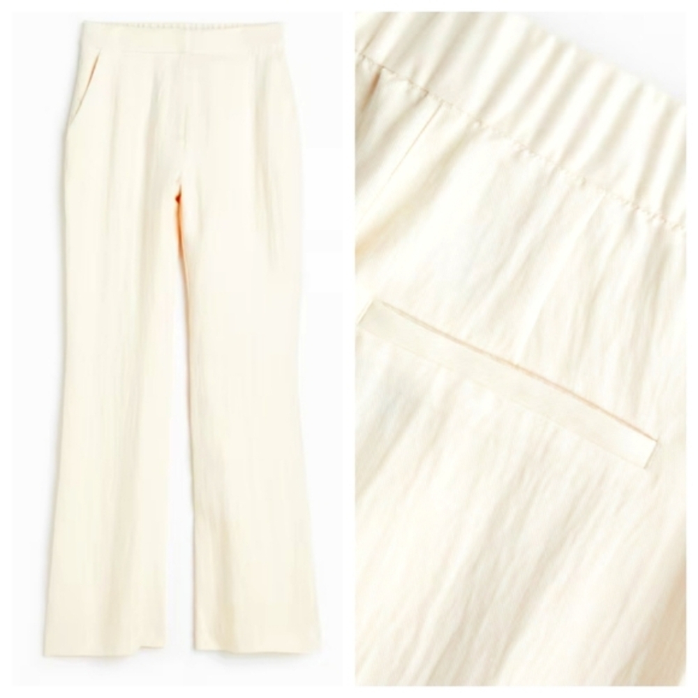 H&M Flared Linen-Blend Trouser Pants Size 4/ EUR 36